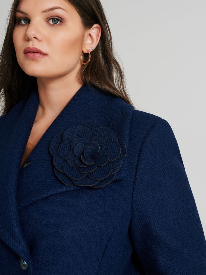 Cappotto Curvy misto lana con spilla  Rinascimento