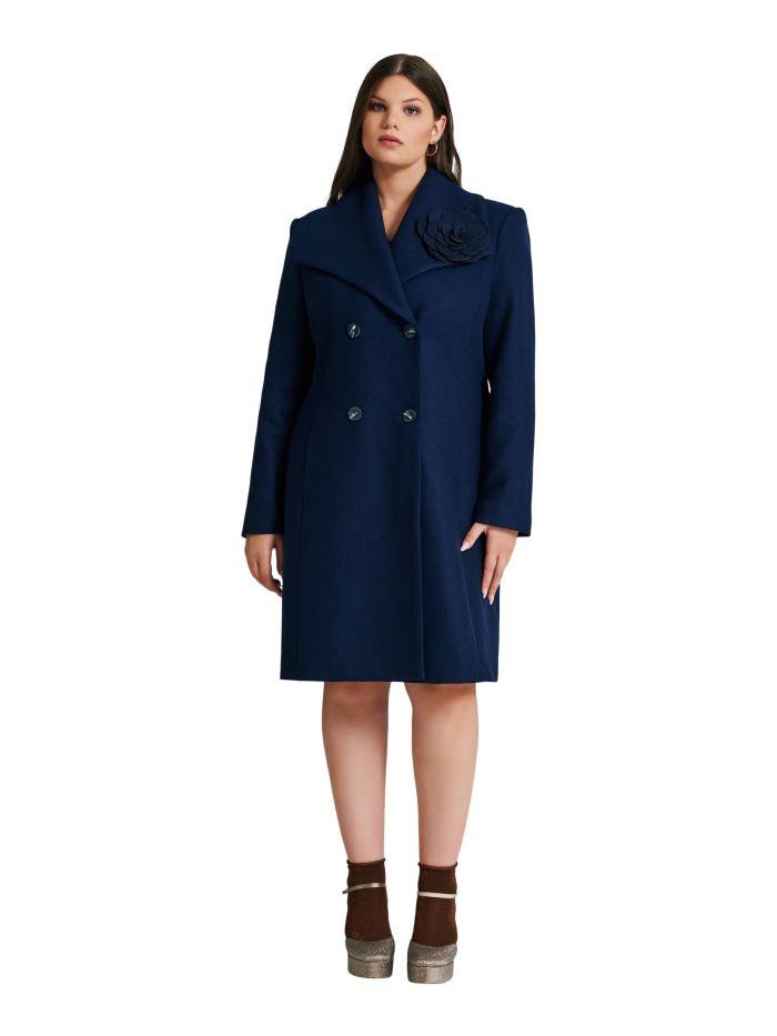 Cappotto Curvy misto lana con spilla  Rinascimento
