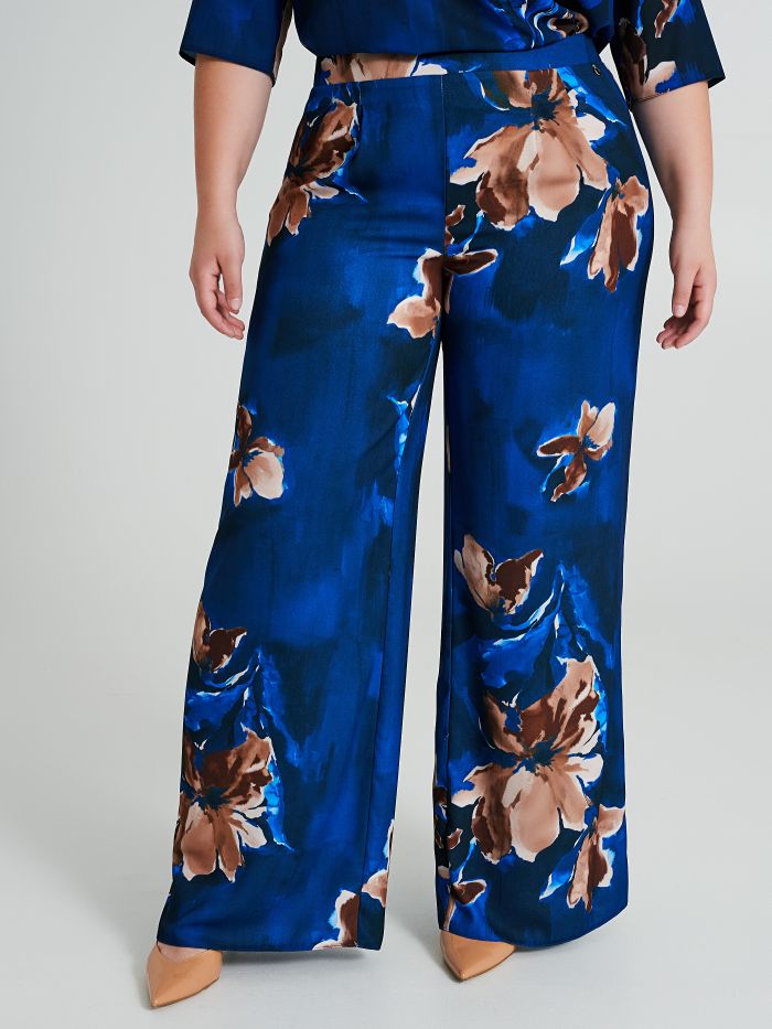 Pantaloni Curvy a palazzo con fantasia floreale   Rinascimento