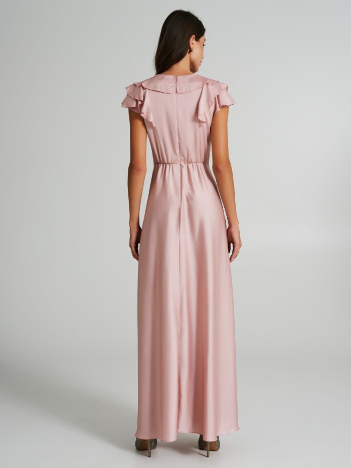 Long satin dress with ruffles  Rinascimento