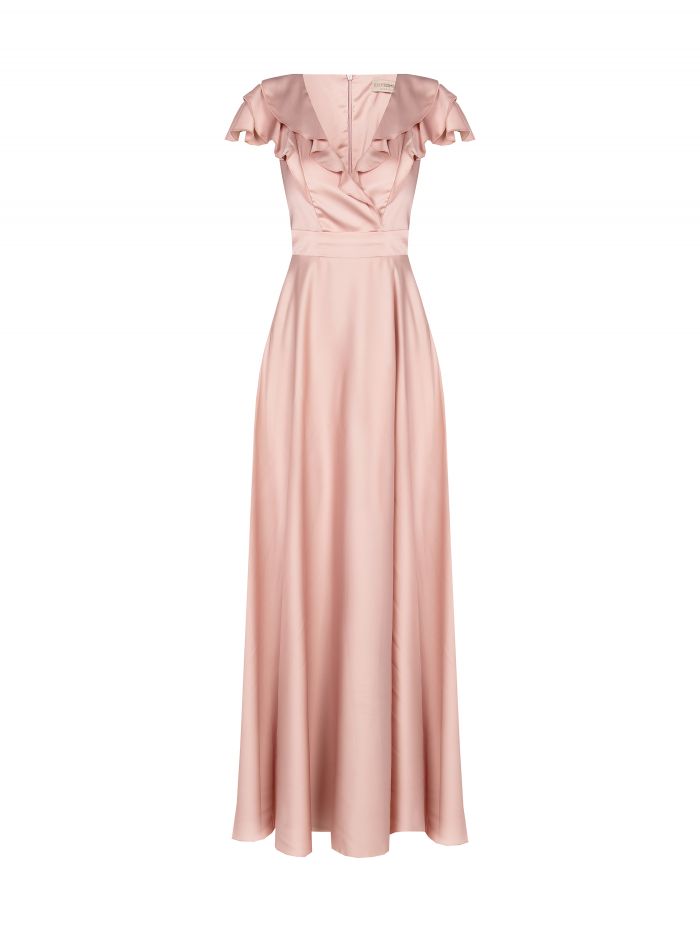 Long satin dress with ruffles  Rinascimento
