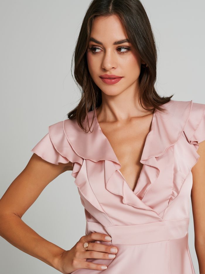 Long satin dress with ruffles  Rinascimento