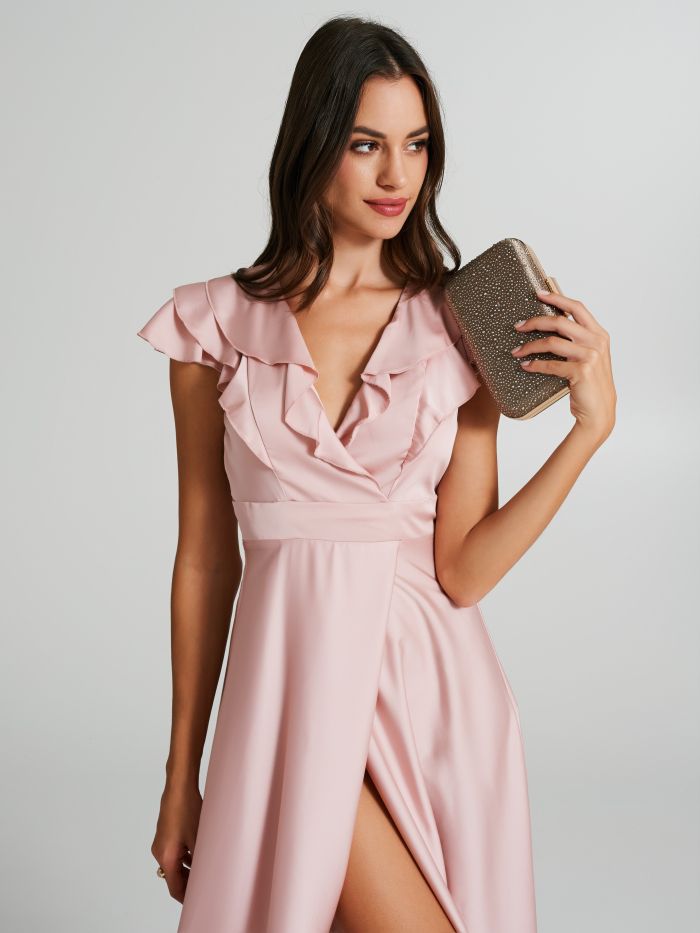 Long satin dress with ruffles  Rinascimento