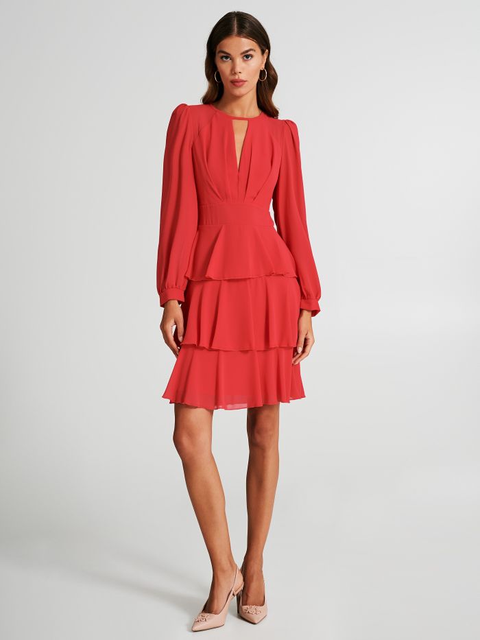 Kleid aus Georgette mit Volants  Rinascimento