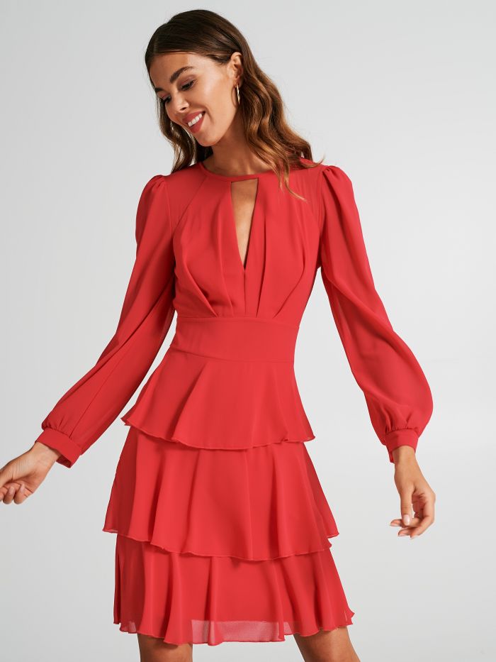 Kleid aus Georgette mit Volants  Rinascimento