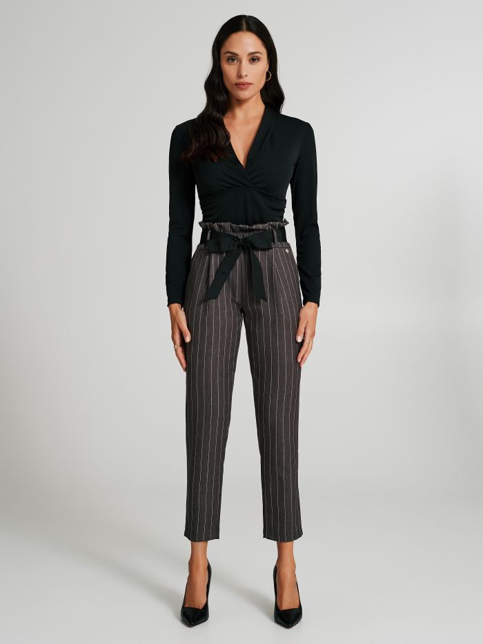 Pinstripe carrot-fit trousers  Rinascimento