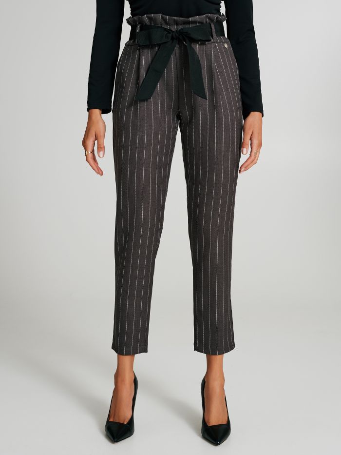Pinstripe carrot-fit trousers  Rinascimento