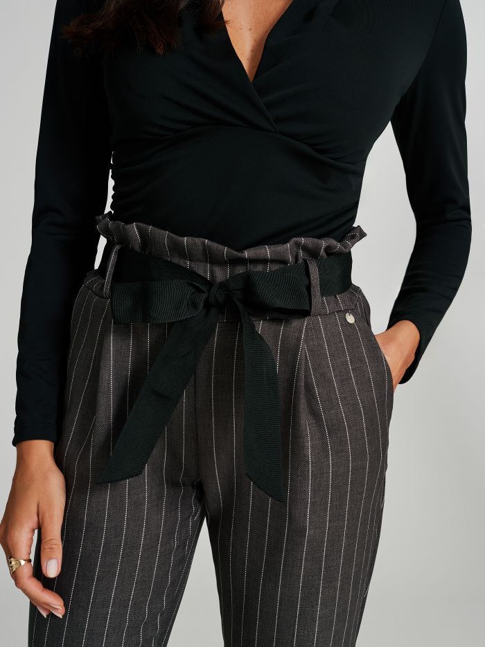 Pinstripe carrot-fit trousers  Rinascimento