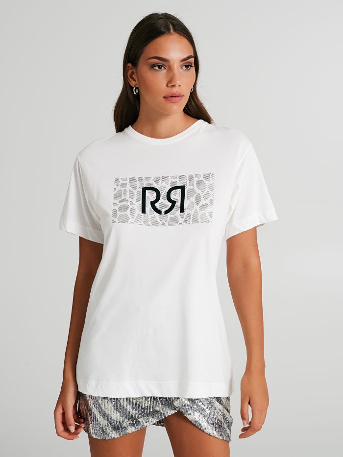 T-shirt with logo and rhinestones  Rinascimento