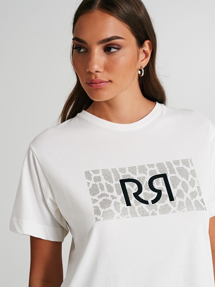 T-shirt with logo and rhinestones  Rinascimento