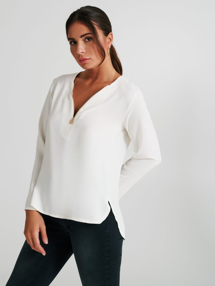 Boxy blouse with zip   Rinascimento
