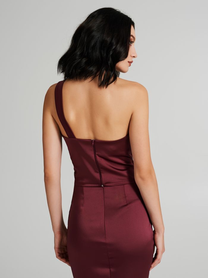 One-shoulder satin top with a bow  Rinascimento