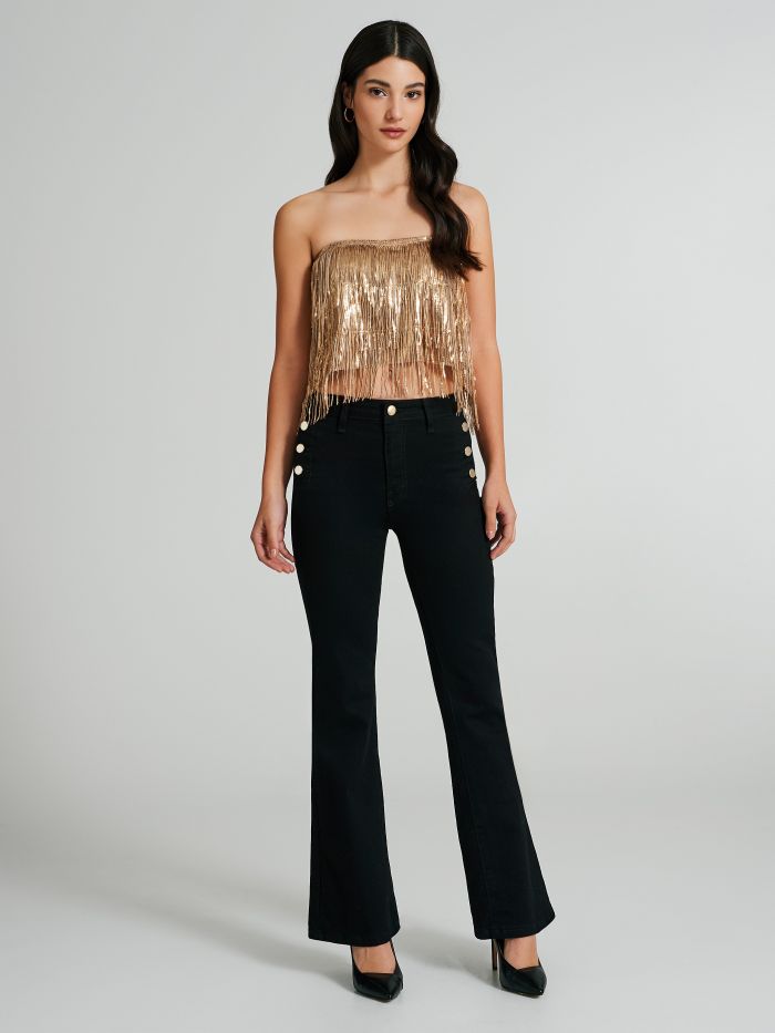 Sequined and fringed tube top  Rinascimento