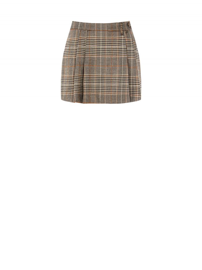 Checkered pleated miniskirt shorts  Rinascimento