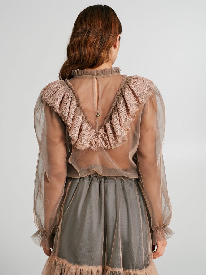 Blouse with lace and tulle  Rinascimento