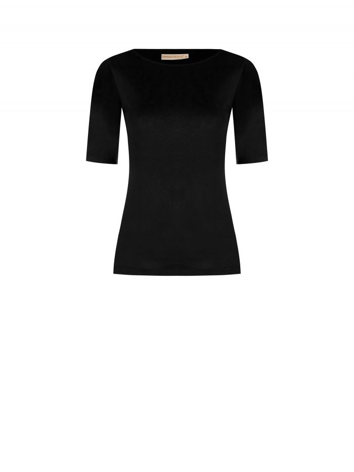 Black, slim-fit 100% ECOVERO® viscose T-shirt  Rinascimento