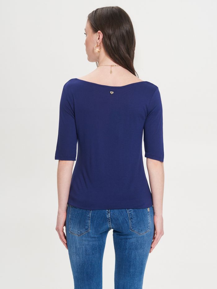 Slim-T-Shirt aus 100 % ECOVERO® Viskose in Blau  Rinascimento