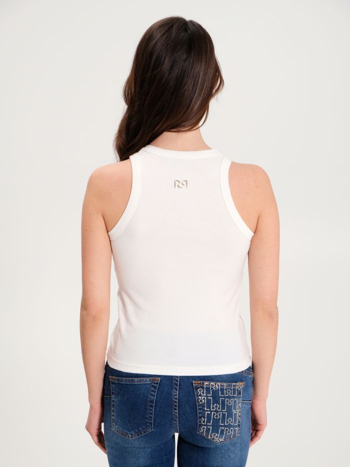 Camiseta de tirantes de algodón blanco con escote americano    Rinascimento