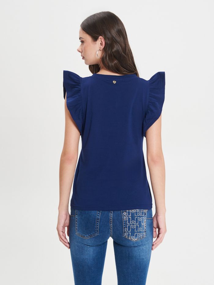 T-shirt à ailettes bleu  Rinascimento
