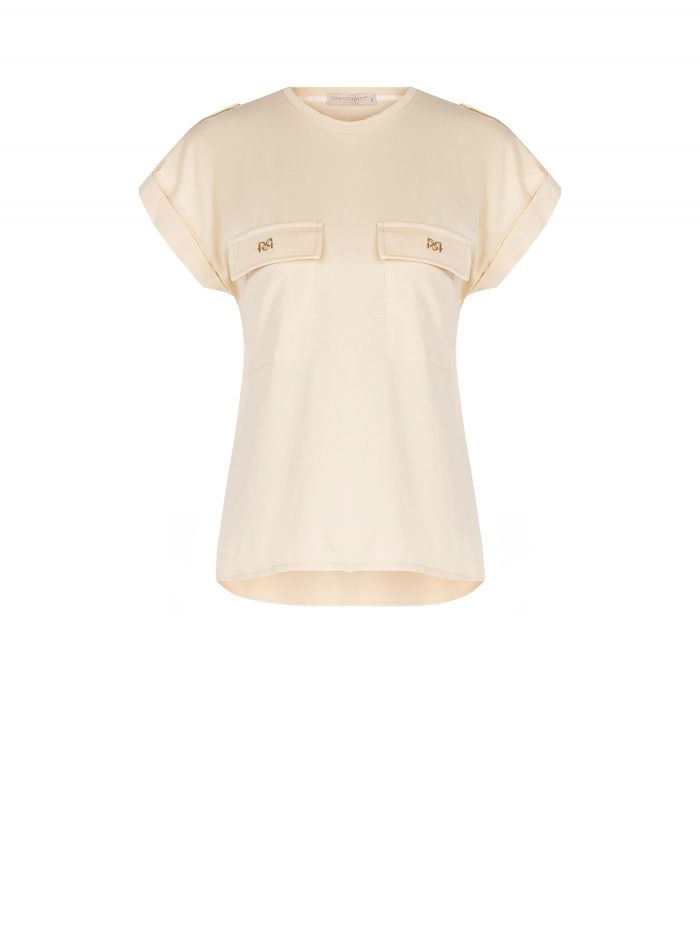T-shirt à poches 100 % coton beige  Rinascimento