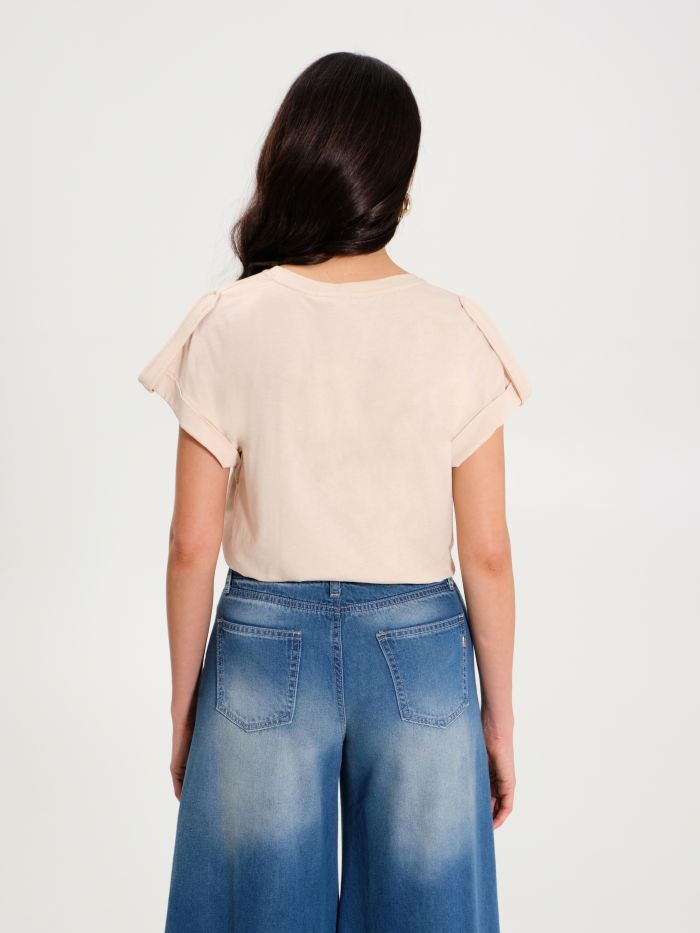 T-Shirt mit Taschen in Beige aus 100 % Baumwolle  Rinascimento