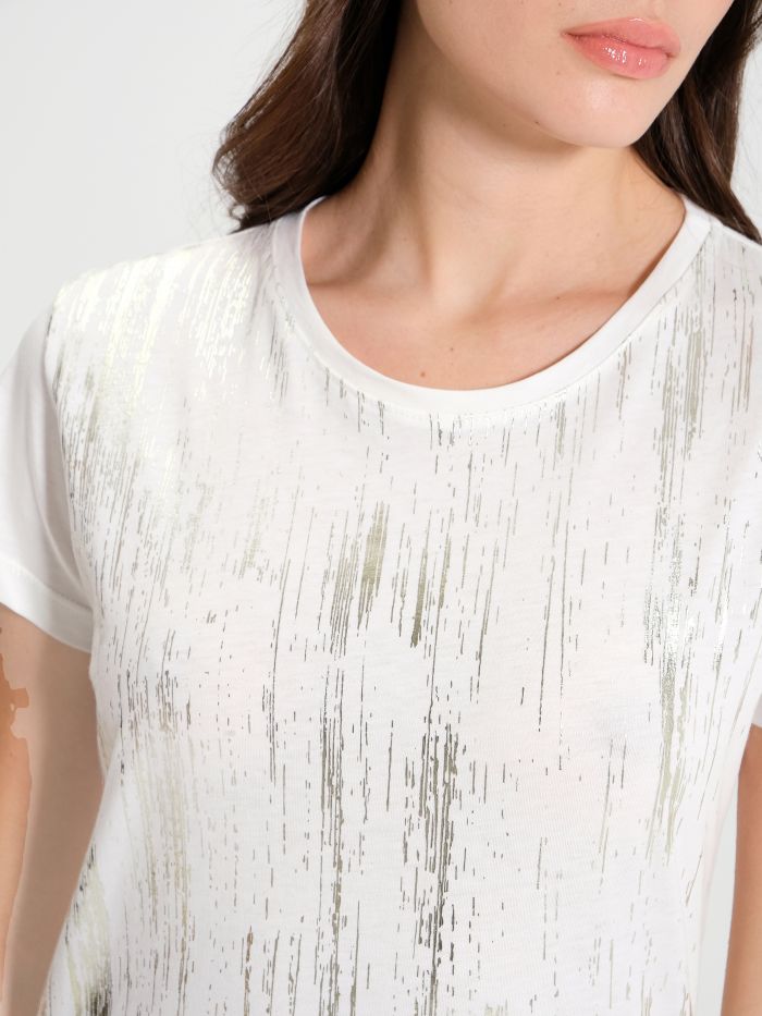 Camiseta metálica con estampado raspado   Rinascimento