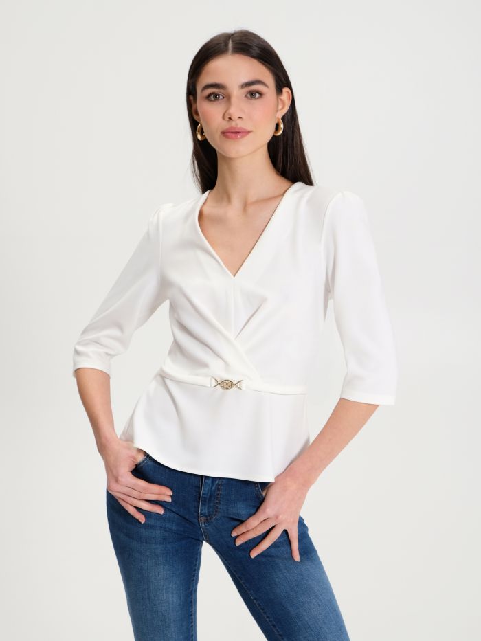 Taillierte weiße bluse Outlet