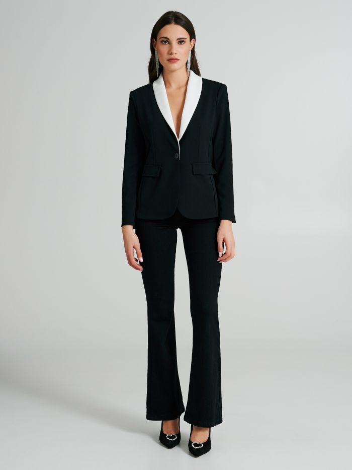 Single-button jacket with contrasting lapels   Rinascimento