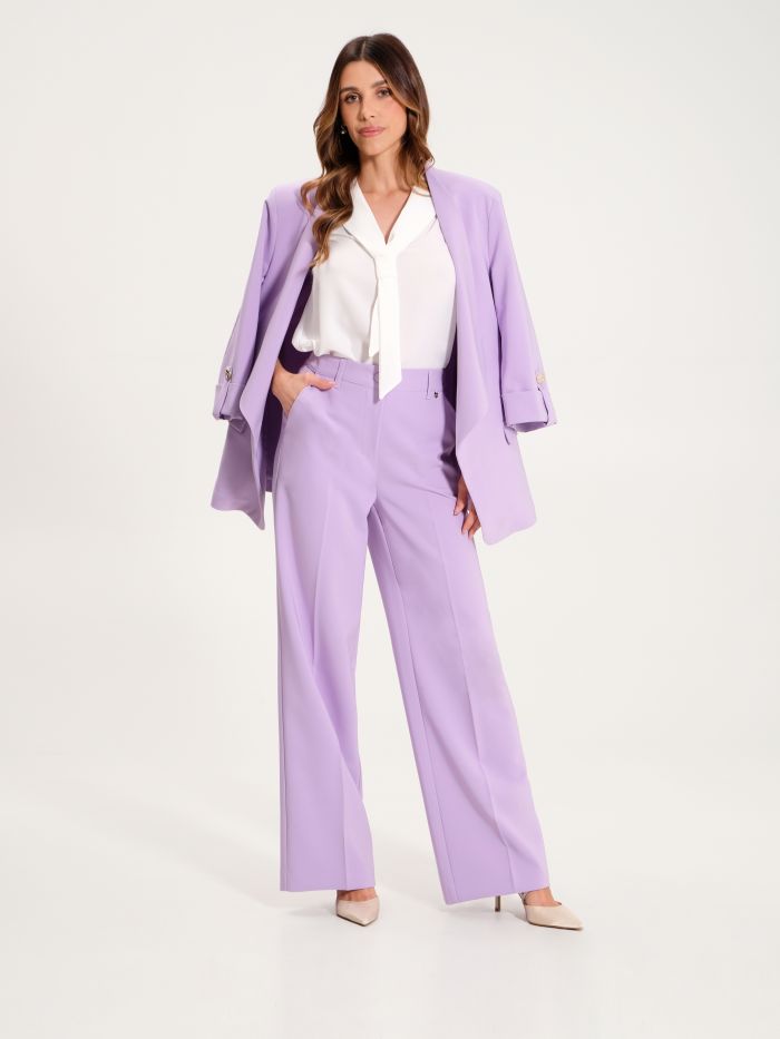 Lilac Palazzo Trousers with Elastic   Rinascimento