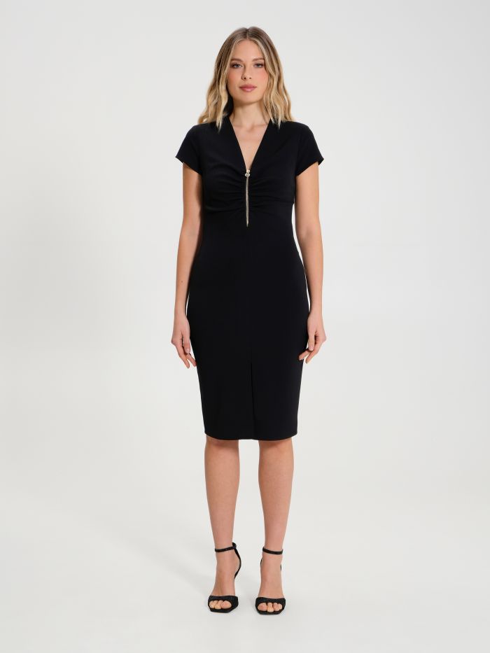Sheath Dress with Gathered Detail and Zip   Rinascimento