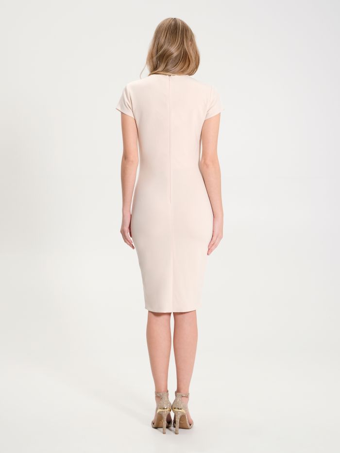 Sheath Dress with Gathered Detail and Zip det_3