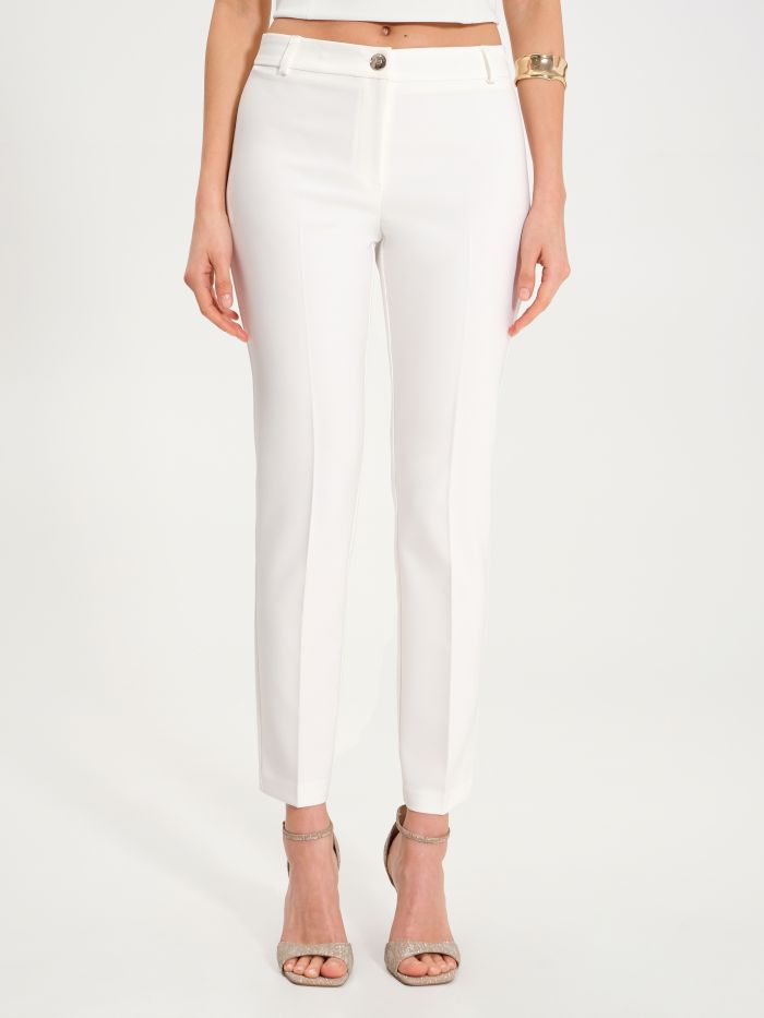 Pantaloni Skinny in Tessuto Tecnico Bianco  Rinascimento