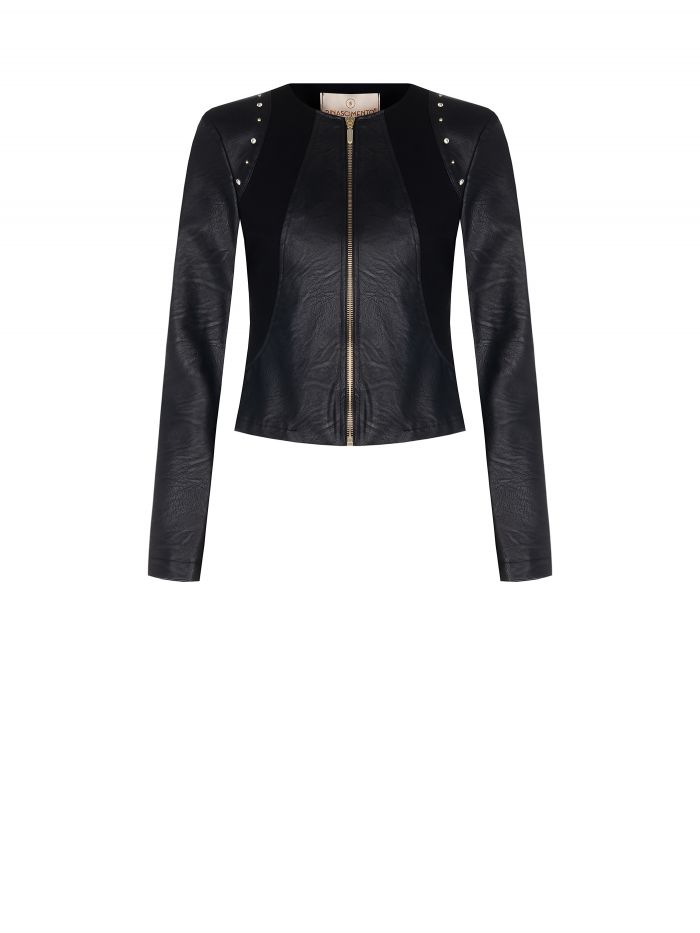 Faux Leather Jacket with Rhinestones  Rinascimento