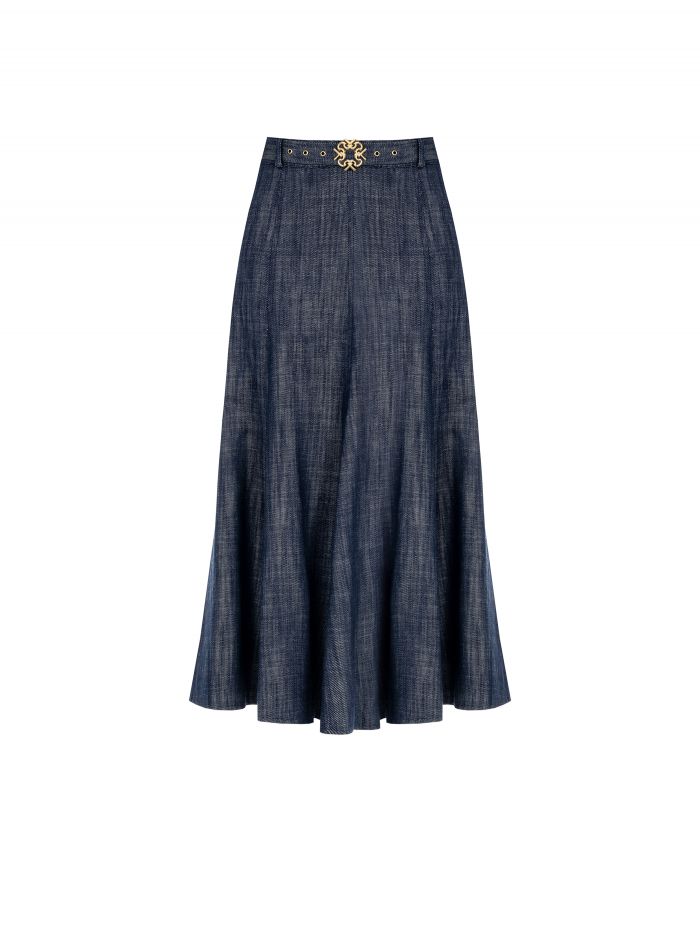 Denim midi skirt with belt  Rinascimento