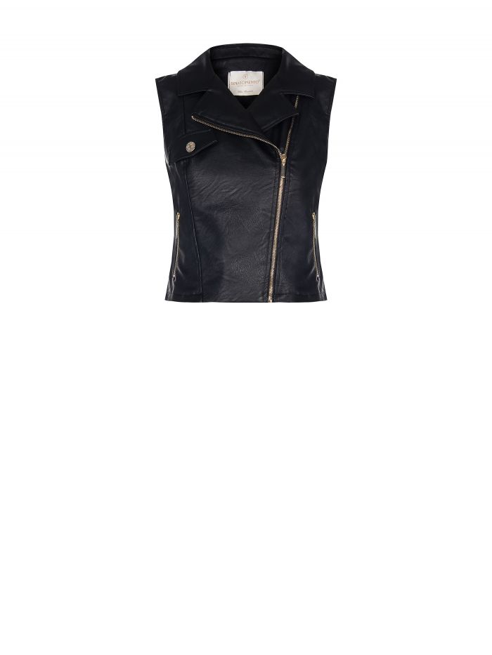 Faux Leather Waistcoat with Zip  Rinascimento