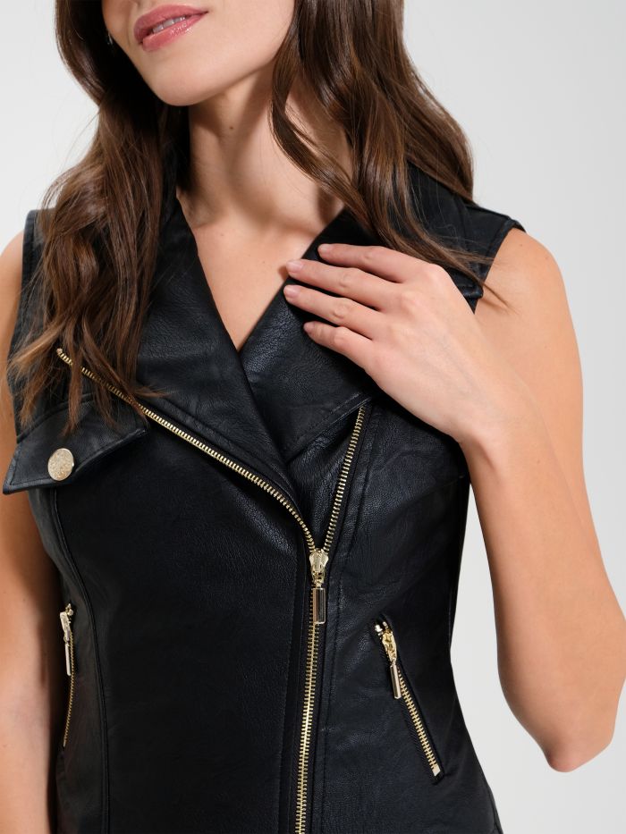 Faux Leather Waistcoat with Zip  Rinascimento