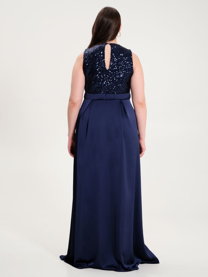 Curvy Long Blue Sequinned Dress  Rinascimento