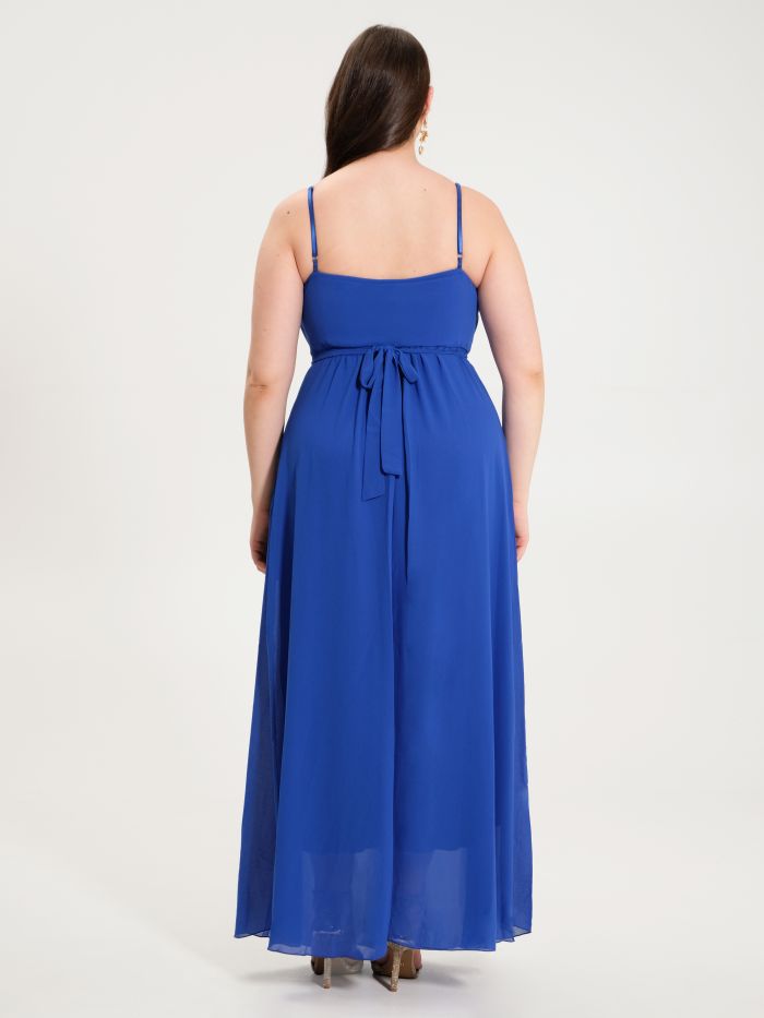 Curvy Georgette Empire-Waist Dress in China Blue  Rinascimento