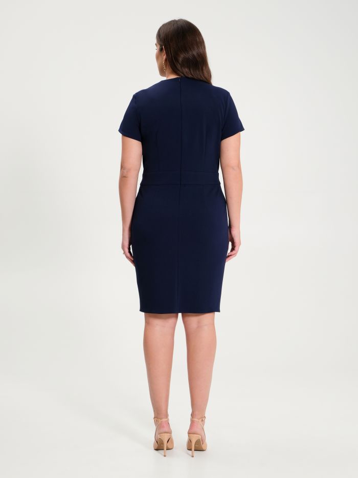 Gerafftes Curvy-Etuikleid in Blau