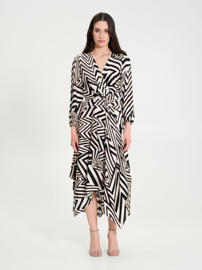 Kleid mit Tellerrock mit geometrischem Muster  Rinascimento