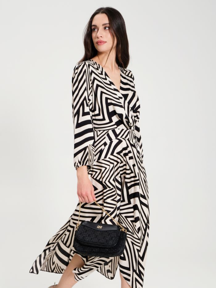 Dress with full skirt and geometric pattern  Rinascimento