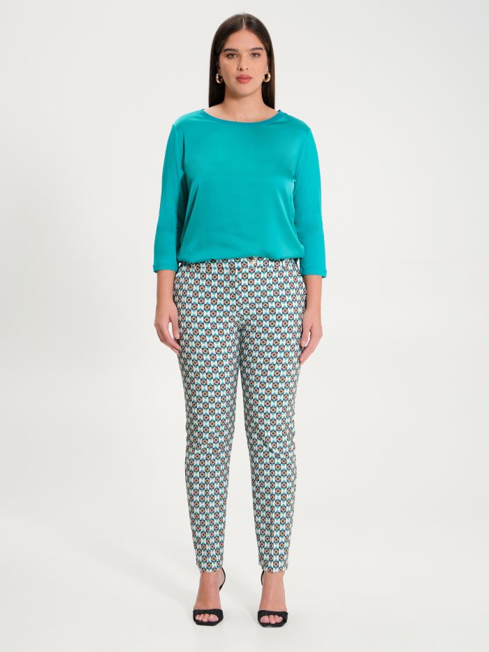 Curvy palazzo trousers with pattern   Rinascimento