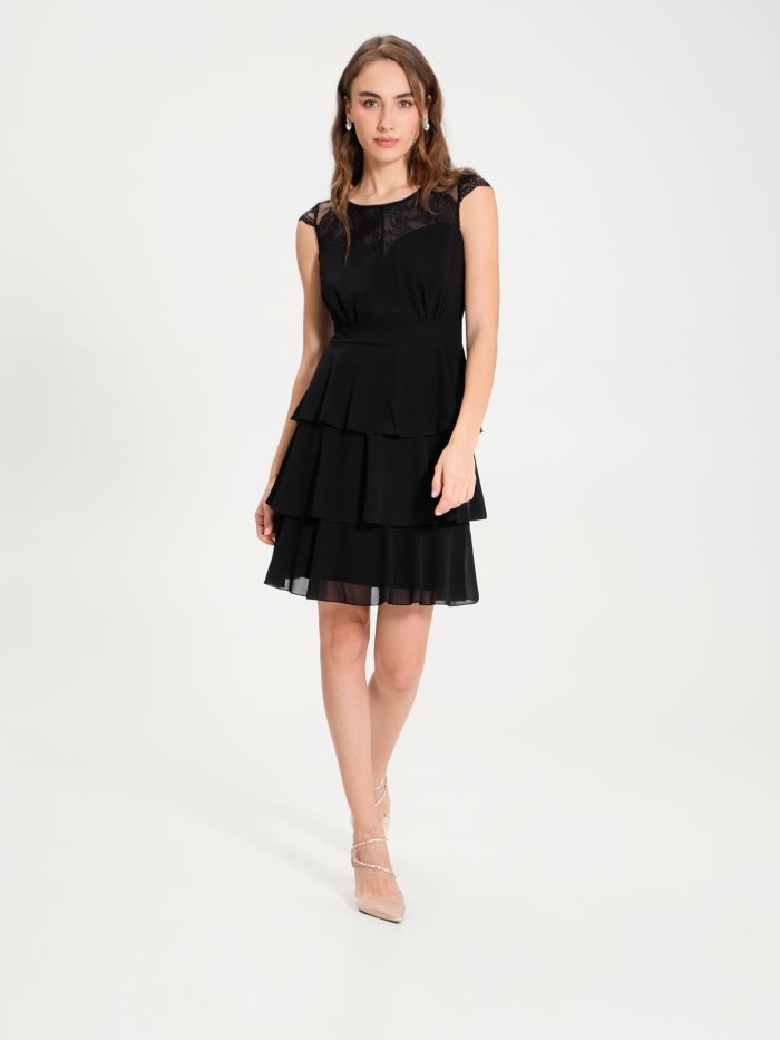 Taffeta Dress in Georgette with Lace   Rinascimento