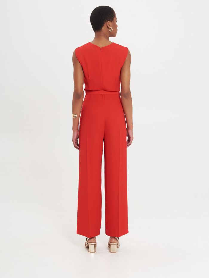 Red Drop Jumpsuit with Belt   Rinascimento