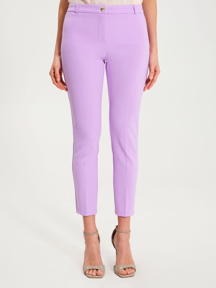 Pantalon skinny en néoprène lilas   Rinascimento