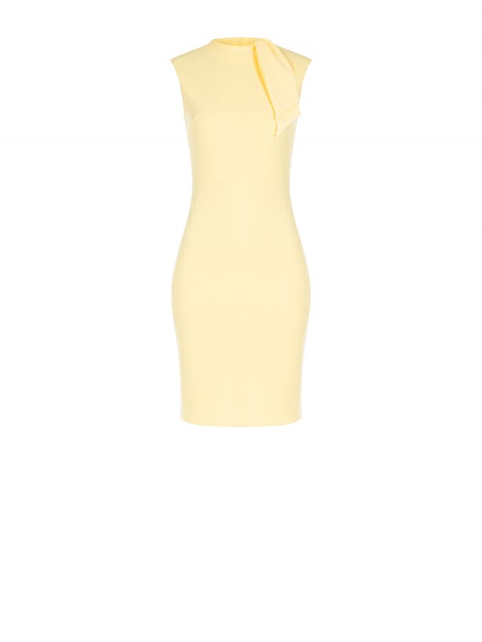 Yellow Sheath Dress with Bow on the Collar  Rinascimento