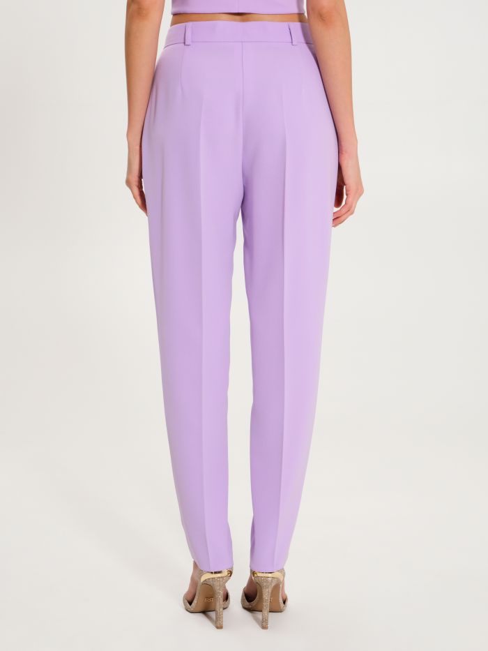 Straight Trousers in Lilac Crepe   Rinascimento