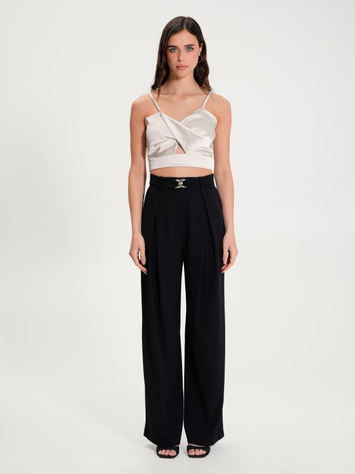 Flowy Trousers with Buckle-Style Chain   Rinascimento