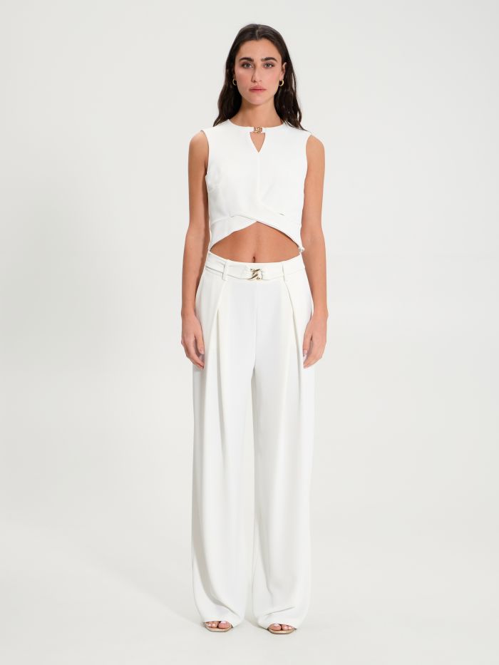 Flowy trousers with buckle-style chain   Rinascimento