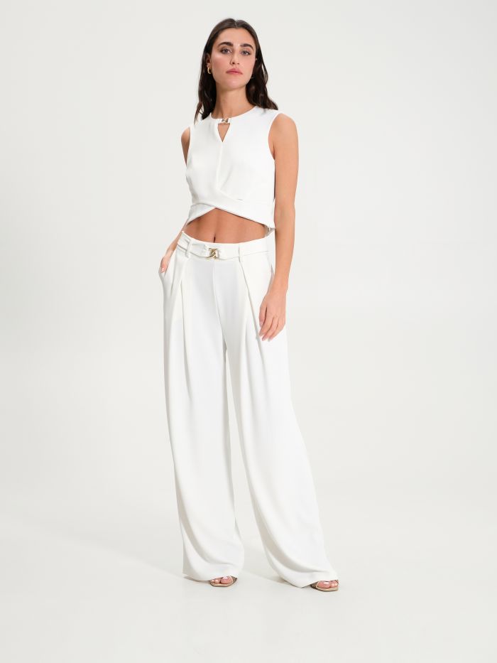 Flowy trousers with buckle-style chain   Rinascimento